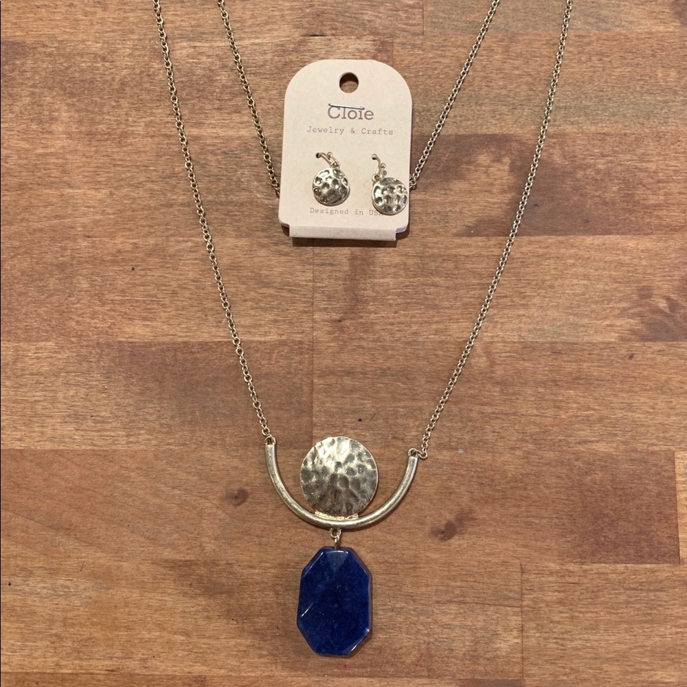 Necklace and Earring set. Genuine Lapis
